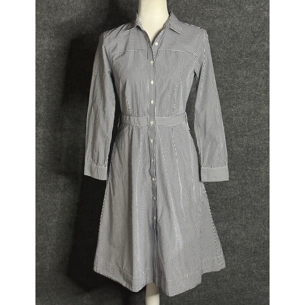 J.CREW Classic Blue Button Front Poplin Shirt Dress Size 4 AV6050